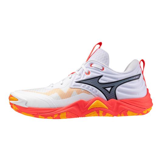 Mizuno Men's Wave Momentum Elite Volleyball shoe - white/fiery coral