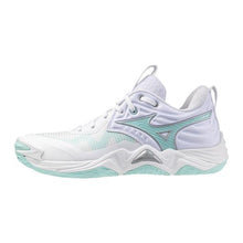 Load image into Gallery viewer, Women&#39;s Mizuno Wave Momentum Elite Volleyball Shoe - white/blue tint
