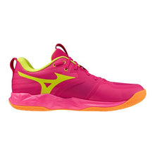 Load image into Gallery viewer, Mizuno Women's Wave Momentum Pro Volleyball Shoe - pink tetra/fortune yellow
